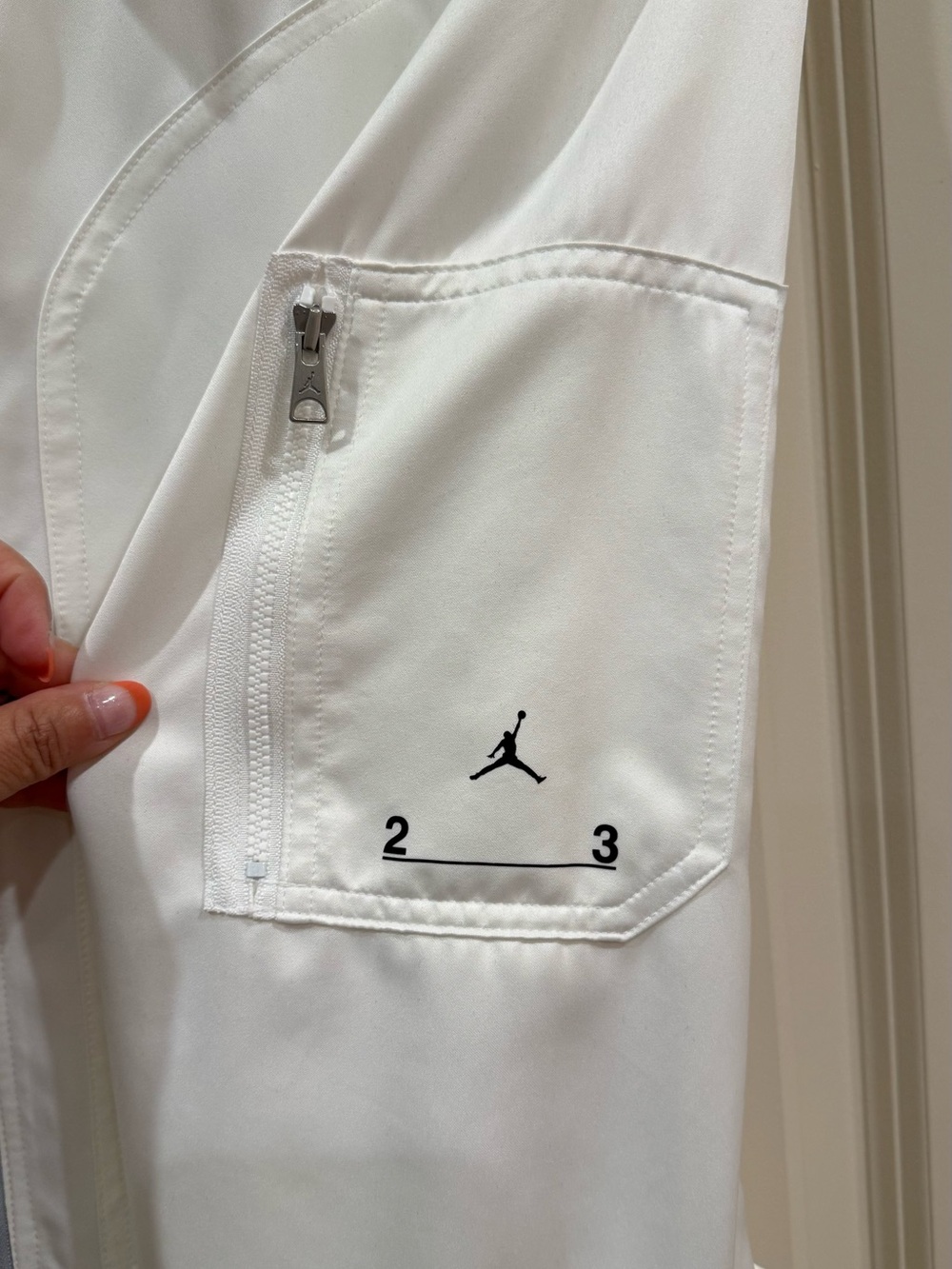 Jordan White Jumpsuit with Gray Accents - Picture 3 of 5